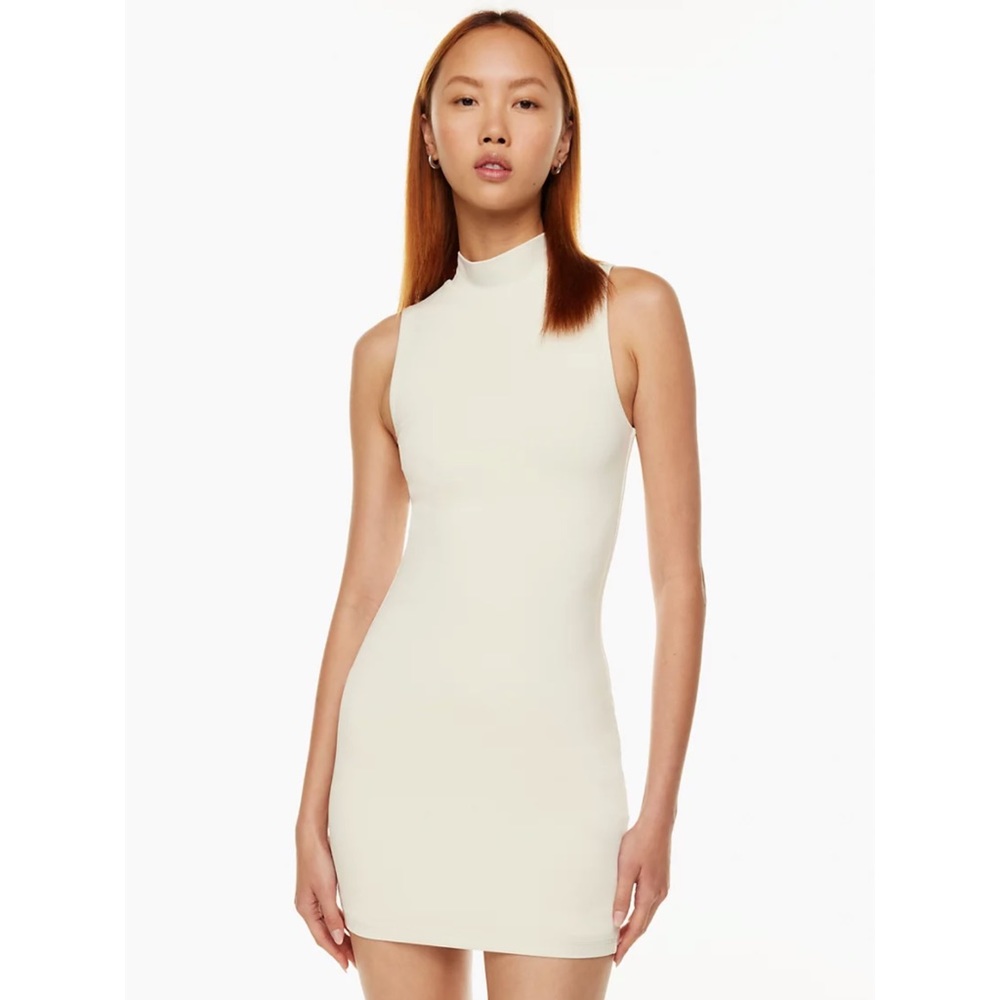 Babaton Contour Mockneck Mini Dress in Matte Pearl - Size XS